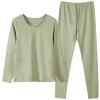Thermal underwear, women's thin all-cotton sweater, student round-neck base layer, long Johns and long pants, women's pure cotton set for autumn and winter Item Picture
